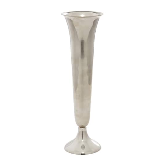 14" Silver Aluminum Traditional Vase